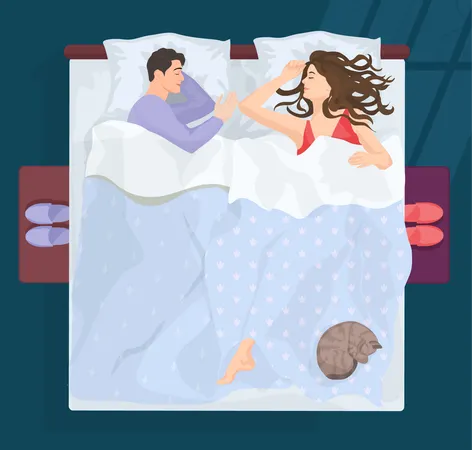 Couple Sleeping Together  Illustration