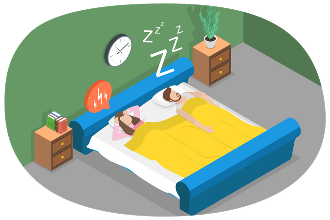 Couple Snoring in night  Illustration