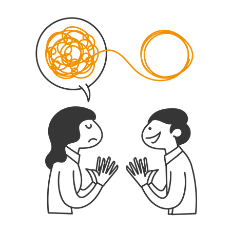Couple solving complex thought together  Illustration
