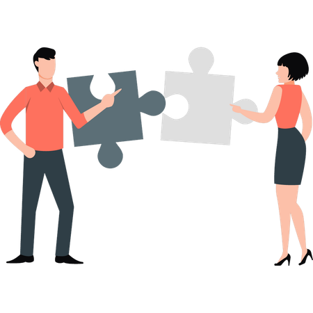 Couple solving puzzles  Illustration