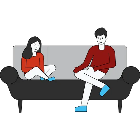 Couple spending time on couch  Illustration