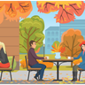 illustration for sitting outside cafe