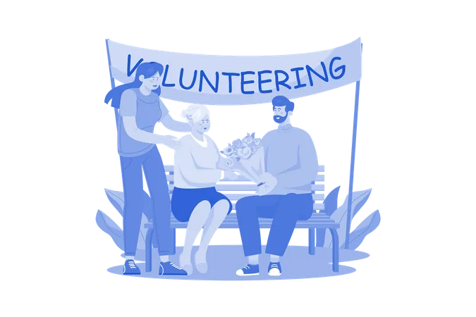 Couples Volunteer Work At Womens Shelter Illustration