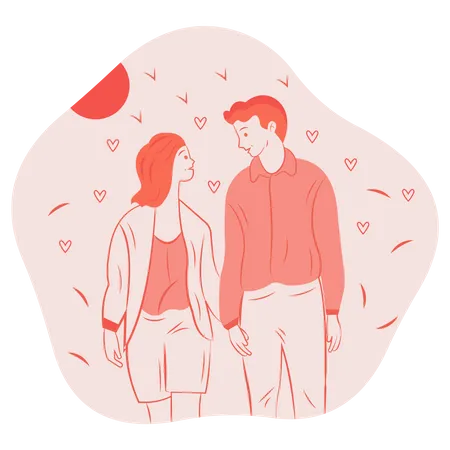 Couple Stand with each other Illustration