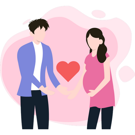 Couple standing and expecting a baby Illustration