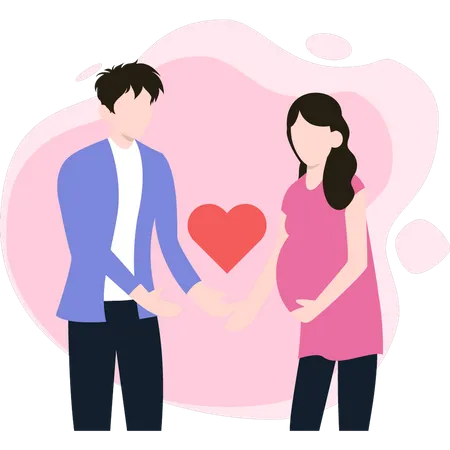 Couple standing and expecting a baby Illustration