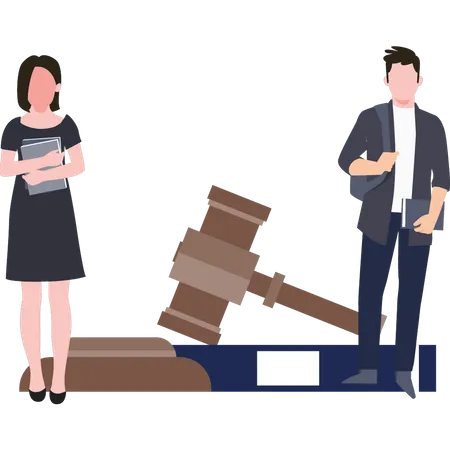 Couple standing at court  Illustration