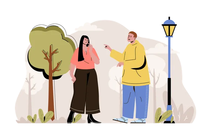 Couple standing at park  Illustration