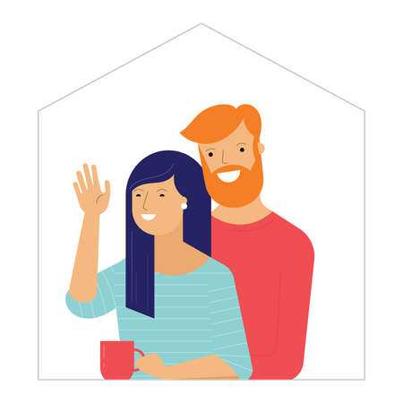 Couple standing in balcony  Illustration