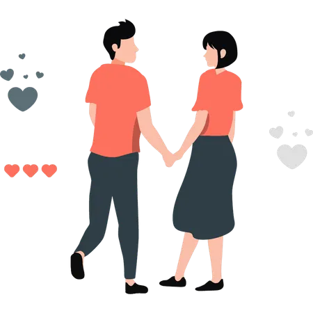 Boy And Girl Are Standing In Love Illustration