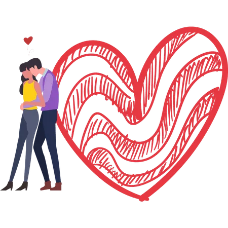 Couple standing in romantic pose Illustration