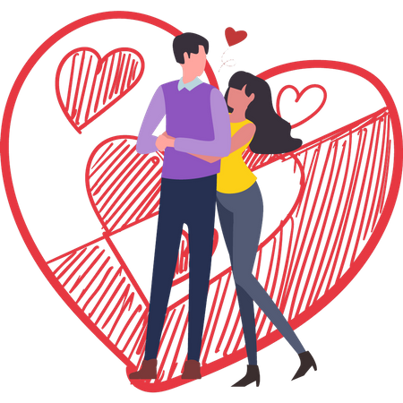 Couple standing in romantic pose Illustration
