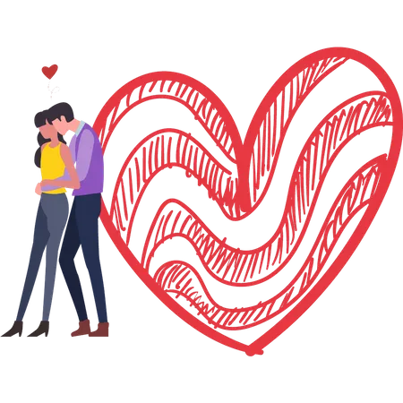 Couple standing in romantic pose  Illustration