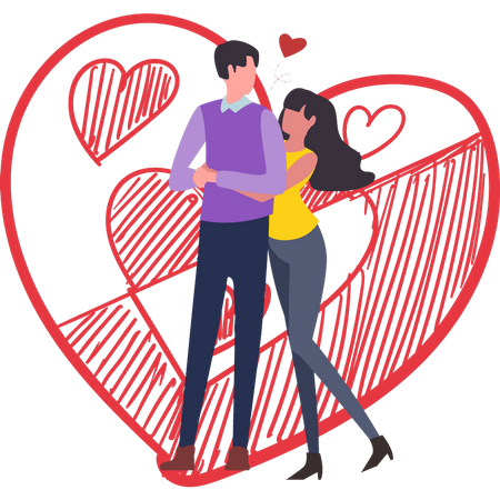 Couple standing in romantic pose  Illustration