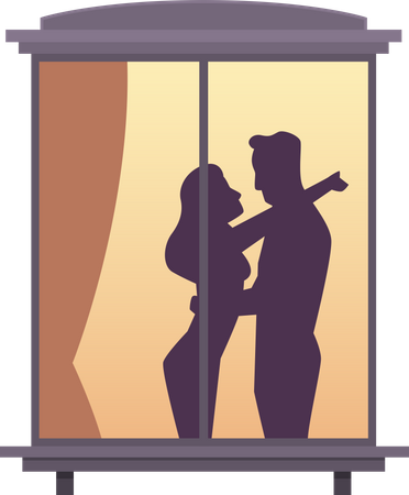 Couple standing near window  Illustration