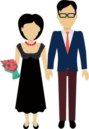 Couple Standing Together  Illustration