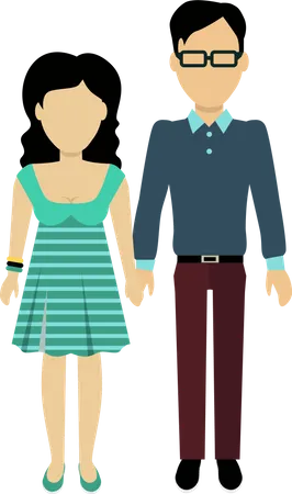 Couple In Love Banner Flat Design Style Man And Woman Boy And Girl Holding Hands In The Background Romantic Banner Flat Together Male And Female Vector Illustration Illustration