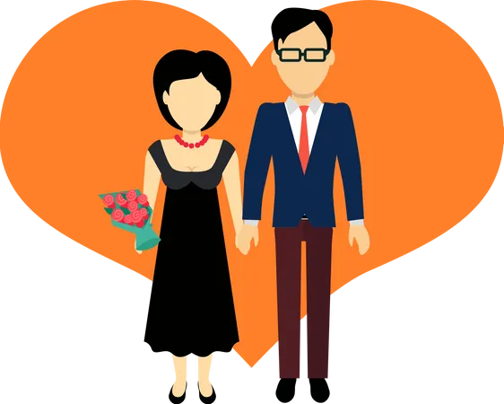 Couple Standing Together  Illustration