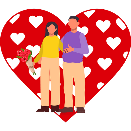 Couple standing together on valentine day Illustration