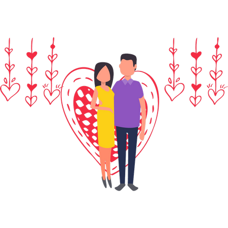 Couple standing together on valentine day  Illustration