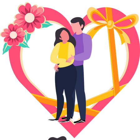 Couple standing together on valentine day  Illustration