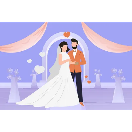 Couple standing together on wedding day  Illustration