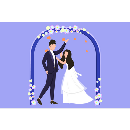 Couple standing together on wedding day  Illustration