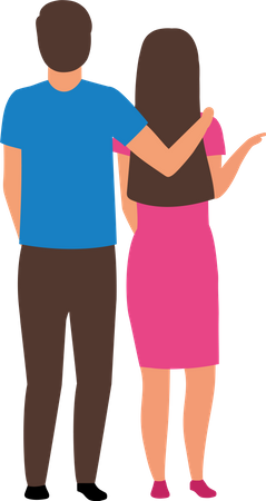 Couple standing together while hand on shoulder Illustration