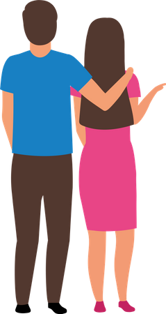 Couple standing together while hand on shoulder  Illustration