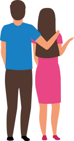 Couple standing together while hand on shoulder  Illustration