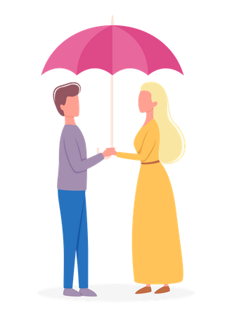 Couple standing under umbrella  Illustration