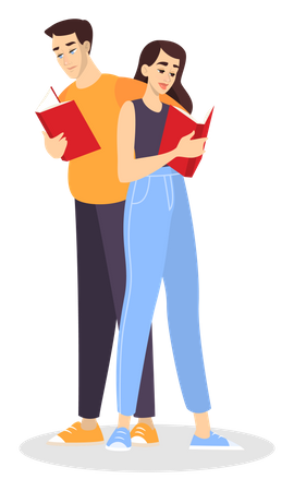 Couple standing while read book together Illustration
