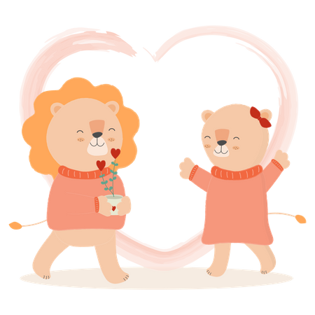 Couple standing with each other with flower Illustration