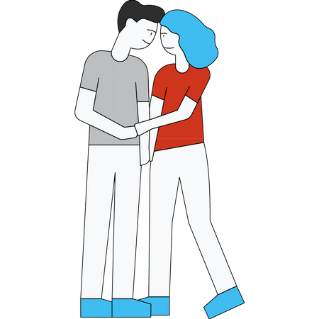 Couple stands in romantic way Illustration
