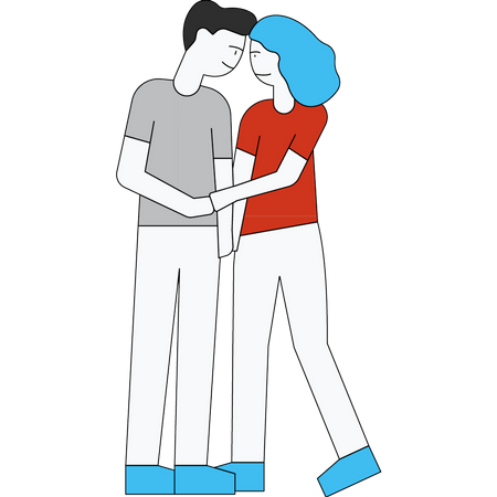 Couple stands in romantic way  Illustration