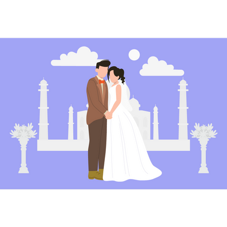 Couple stands romantically  Illustration