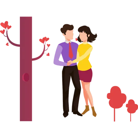 Couple stands romantically  Illustration