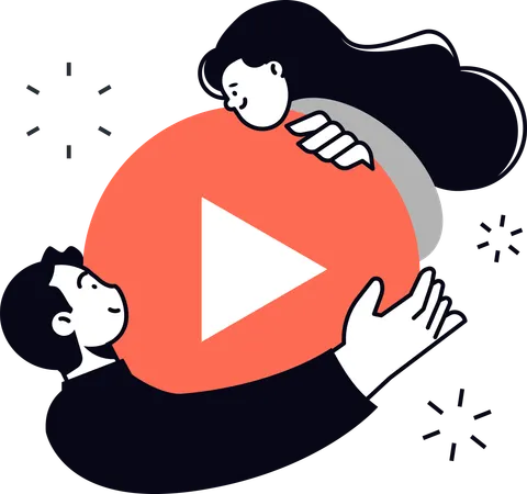 Couple Streaming Video  Illustration