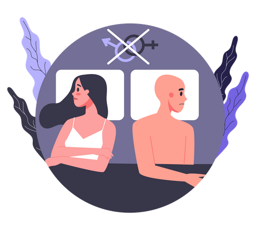 Couple suffering from sexual dysfunction  Illustration