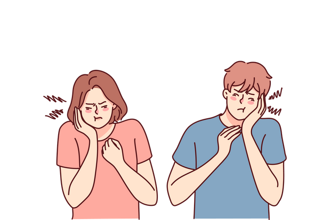 Couple suffering teeth pain  Illustration