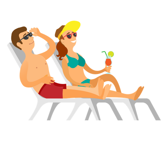 Couple sunbathing  Illustration