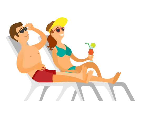 Couple sunbathing  Illustration