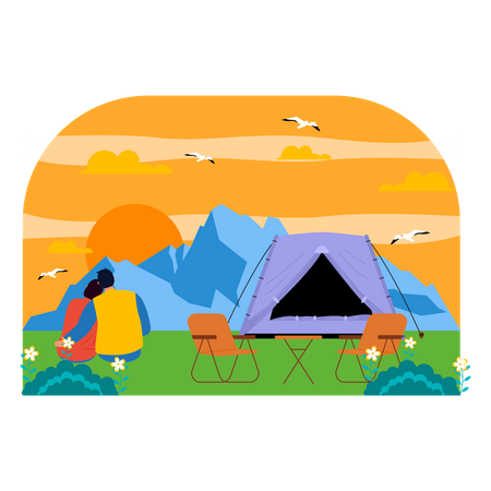Couple en camping  Illustration