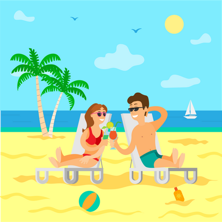 Couple sur la plage  Illustration