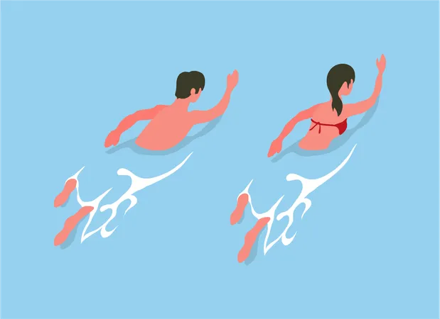 Couple swimming in pool  Illustration