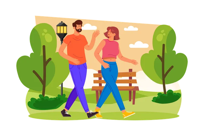 A Couple Takes A Romantic Walk In The Park To Celebrate The Occasion Illustration