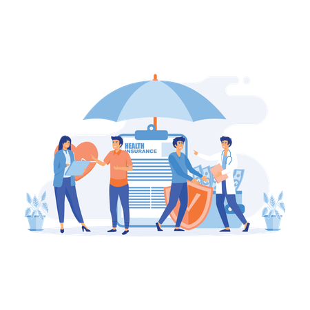 Couple takes family insurance to protect their future  Illustration