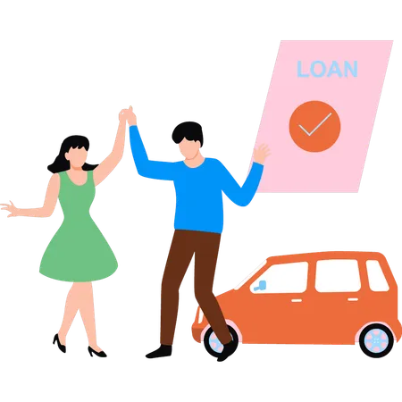 A Couple Is Happy To Have Their Loan Application Approved Illustration