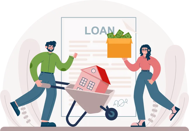Couple takes new home loan  Illustration