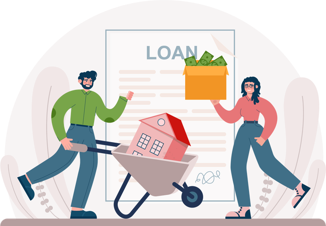 Couple takes new home loan  Illustration